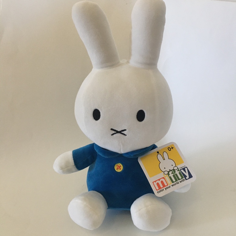NEW Miffy White and Blue Soft Plush Toy Stuffed Animal Bunny